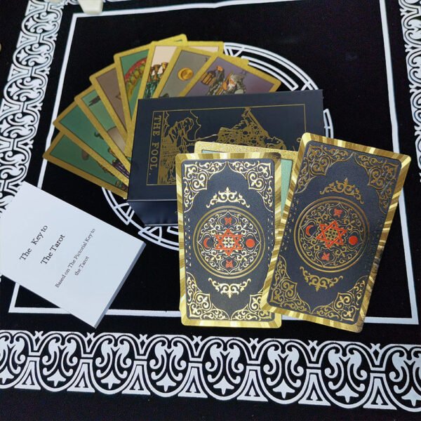 Golden Foil Tarot Mysterious Divination Golden Flip Table Game Waterproof and Wear-resistant Gift Box Luxury Instruction Manual