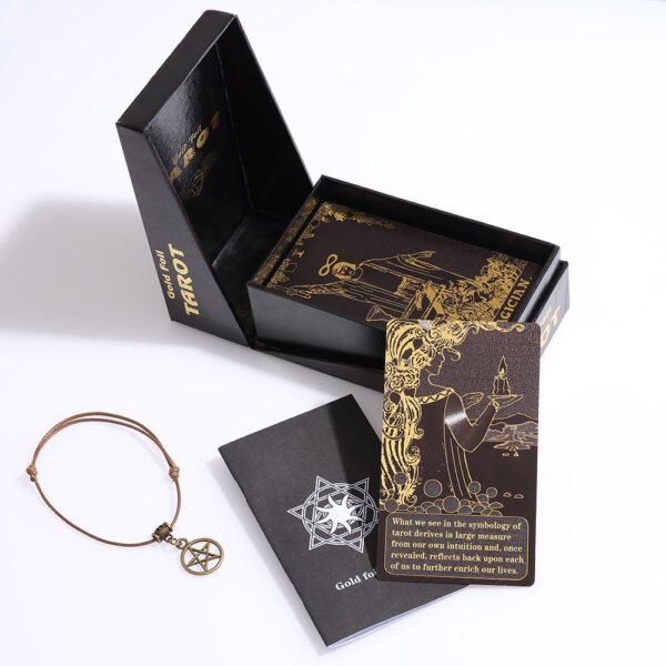Golden Foil Tarot Mysterious Divination Golden Flip Table Game Waterproof and Wear-resistant Gift Box Luxury Instruction Manual