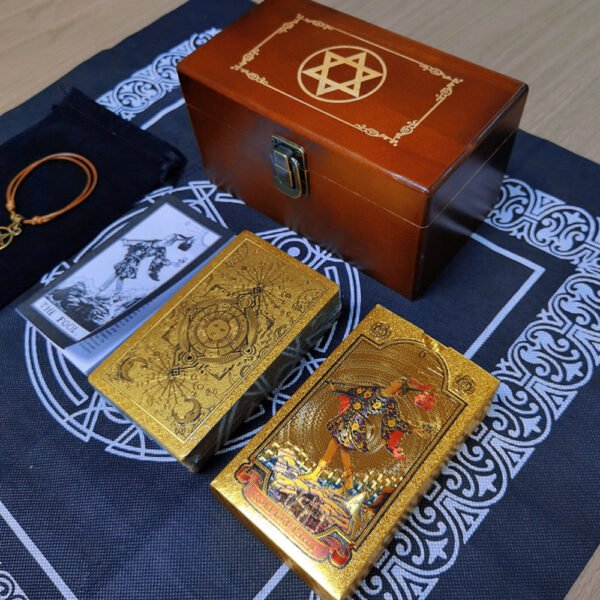 Golden Foil Tarot Mysterious Divination Golden Flip Table Game Waterproof and Wear-resistant Gift Box Luxury Instruction Manual