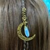 Golden Jewelry Raw Crystal Hair ring Viking Spiral Hair Bead Moonstone Braid Wicca Amethyst  Crystal beads Gift
