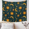 Golden Sun And Moon Tapestry Wall Hanging Starry Sky Celestial Wall Tapestries For Bedroom Home Decor