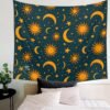 Golden Sun And Moon Tapestry Wall Hanging Starry Sky Celestial Wall Tapestries For Bedroom Home Decor