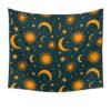 Golden Sun And Moon Tapestry Wall Hanging Starry Sky Celestial Wall Tapestries For Bedroom Home Decor