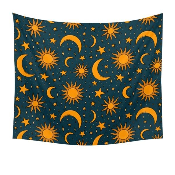 Golden Sun And Moon Tapestry Wall Hanging Starry Sky Celestial Wall Tapestries For Bedroom Home Decor