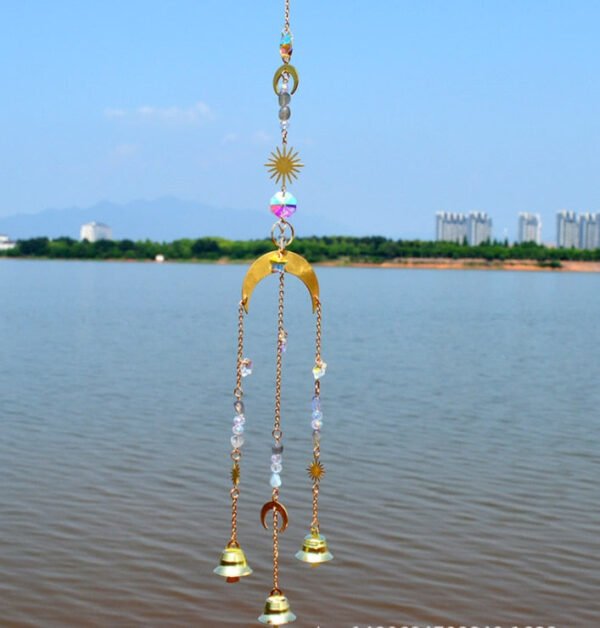 Golden Sunlight CatcherK9 crystal moon wind chimes raw amethyst home decoration doors and windows car pendant gift