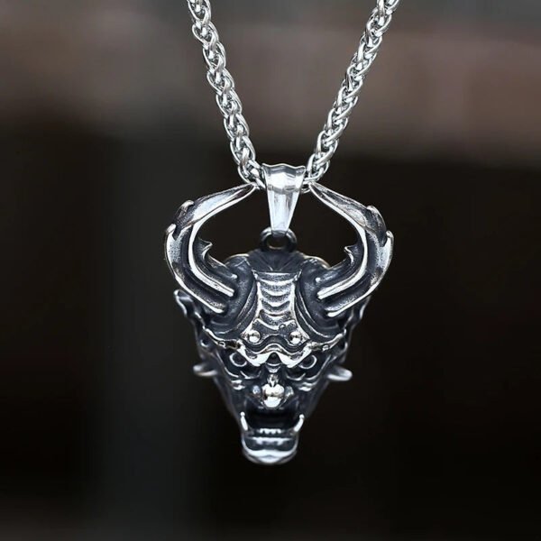 New Stainless Steel Prajna Evil Dragon Head Pendant Necklace For Man Punk Animal Jewelry Boy friend Gift
