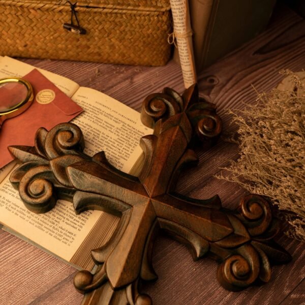 Gorgeous wooden wall decoration cross home decoration, indoor wall hanging Christian cross, 3D wood carving crafts, gifts