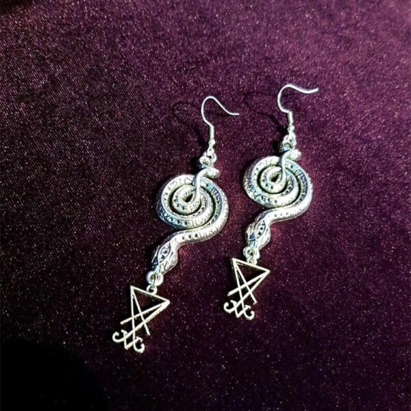 Goth Serpents Earrings Drop Sigil Set Lucifer Satanic Serpent Gothic Vampire Lilith Statement Classical Rock Jewelry Women Gift