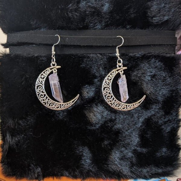 Goth Sliver Colour Moon Dangle Earrings Magical Clear Stone Set Gothic Statement Fashion Jewelry Women Gift Halloween 2021 Trend