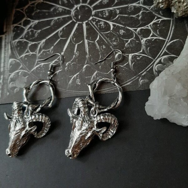 Gothic Baphomet Goat Thorn Earrings Witch Satan Occult Alternative Jewelry Satanic Ram Skull Fashion Medieval Women Gift Trend