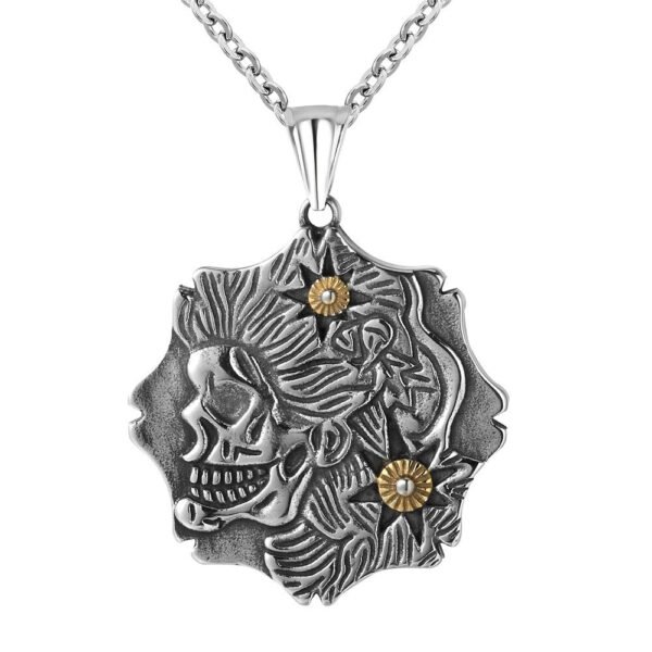 Viking Magic~Gothic Biker Skull Pendant Necklaces for Men Punk Style Stainless Steel Mix gold Skull Heads Pendant Halloween Jewelry Gifts
