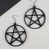Gothic Black Pentagram Drop Earrings Black Star Earrings Pagan Witch Jewelry for Women