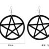 Gothic Black Pentagram Drop Earrings Black Star Earrings Pagan Witch Jewelry for Women