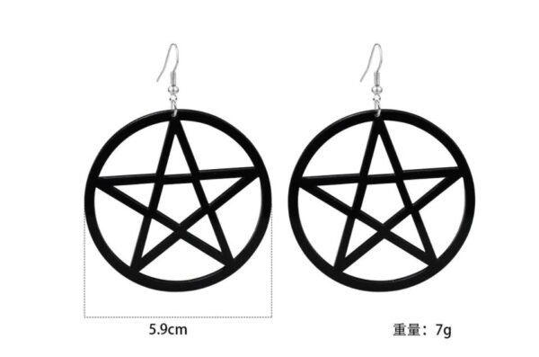Gothic Black Pentagram Drop Earrings Black Star Earrings Pagan Witch Jewelry for Women