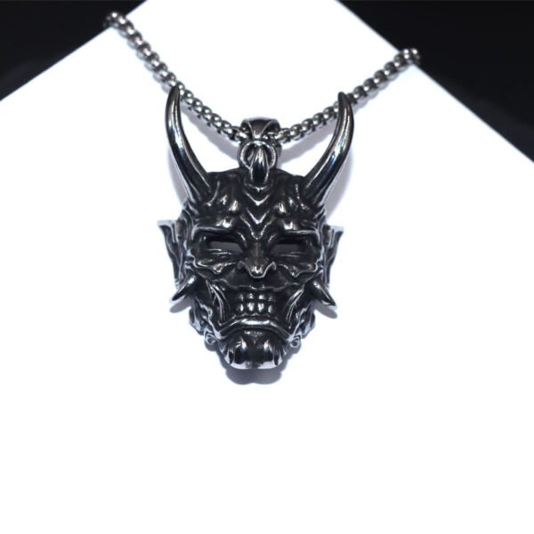 Gothic Devil Skull Grimace Mask Necklaces For Men Fangs Demon Mask Pendant Retro Punk Style Jewelry Gift - Pendants