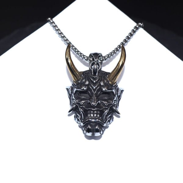 Gothic Devil Skull Grimace Mask Necklaces For Men Fangs Demon Mask Pendant Retro Punk Style Jewelry Gift - Pendants