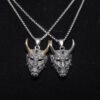 Gothic Devil Skull Grimace Mask Necklaces For Men Fangs Demon Mask Pendant Retro Punk Style Jewelry Gift - Pendants