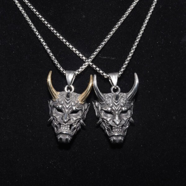 Gothic Devil Skull Grimace Mask Necklaces For Men Fangs Demon Mask Pendant Retro Punk Style Jewelry Gift - Pendants
