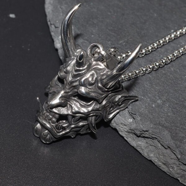 Gothic Devil Skull Grimace Mask Necklaces For Men Fangs Demon Mask Pendant Retro Punk Style Jewelry Gift - Pendants