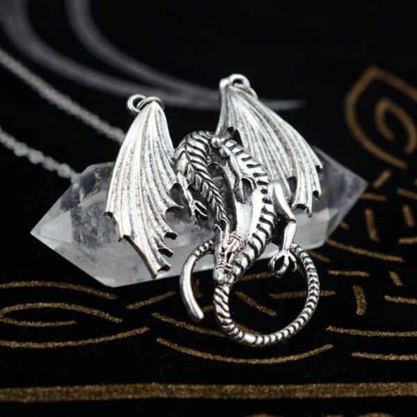 Gothic Dragon Pendant Necklace Punk Mythology Necklace Witch Jewelry For
