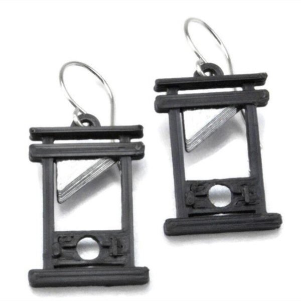 Gothic Guillotine Pendant Earrings Black Hooks Earrings