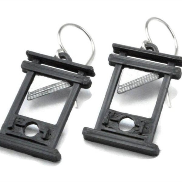 Gothic Guillotine Pendant Earrings Black Hooks Earrings