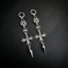 Gothic Inverted Crucifix and Pentagram Earrings with Spikes Inverted Cross Satanic Catholic Upside Down Statement Women Gift