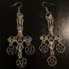 Gothic Inverted Crucifix and Pentagram Earrings with Spikes Inverted Cross Satanic Catholic Upside Down Statement Women Gift