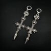 Gothic Inverted Crucifix and Pentagram Earrings with Spikes Inverted Cross Satanic Catholic Upside Down Statement Women Gift