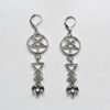 Gothic Inverted Pentagram Sigil of Lucifer Ram Goat Head Earrings Silver Colour Drop Set Halloween Rock Statement Jewelry Women