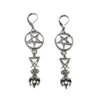 Gothic Inverted Pentagram Sigil of Lucifer Ram Goat Head Earrings Silver Colour Drop Set Halloween Rock Statement Jewelry Women