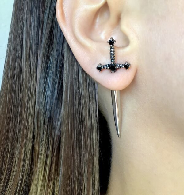 Gothic Kinitial Sword Earrings Vintage Cool Punk Crystal Ear Jacket Goth Dagger Earrings Jewelry Gift For Women - Stud Earrings