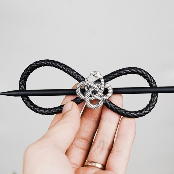 Gothic Leather Celtics Reven Fox Snake Life Tree Avatar Hair Barrette Witch Hairstick Pagan Gift
