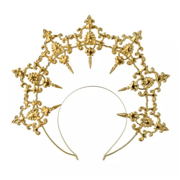 Gothic Lolita Black Rose Devil Feather Wings Goddess Crown Sun Halo Crown Headband Gorgeous Vintage Mary Baroque Tiara Headwear