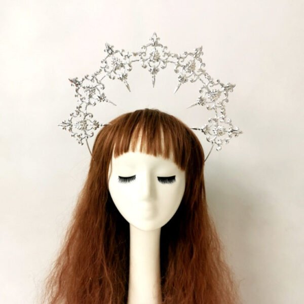 Gothic Lolita Black Rose Devil Feather Wings Goddess Crown Sun Halo Crown Headband Gorgeous Vintage Mary Baroque Tiara Headwear