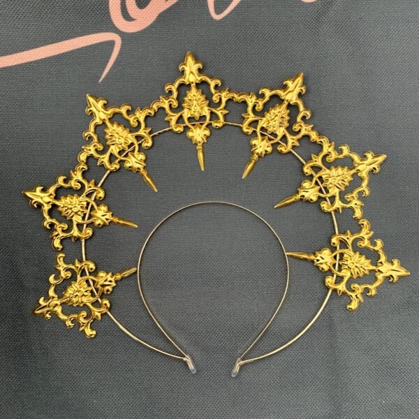 Magic Wicca~Gothic Lolita Black Rose Devil Feather Wings Goddess Crown Sun Halo Crown Headband Gorgeous Vintage Mary Baroque Tiara Headwear