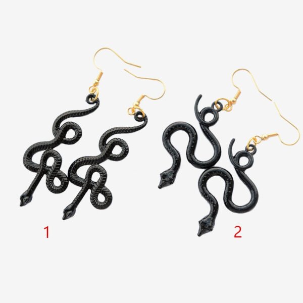 Gothic Skull Black Snake Dangle Earrings Serpent Occult Mystery Wicca Gift