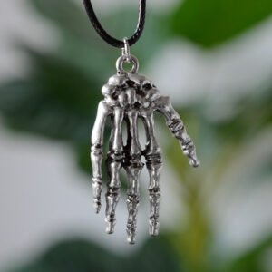 Gothic Skull Skeleton Pendant Necklace Dead Skull Necklace Occult Witch Jewelry