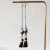 Gothic Skull Tassel Quartz Dangle Earrings Skeleton Pagan Long Earring Witch Jewelry
