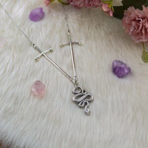 Gothic Sword Snake Necklace Jagger Serpent Pendant Necklace Pagan Witch Jewelry