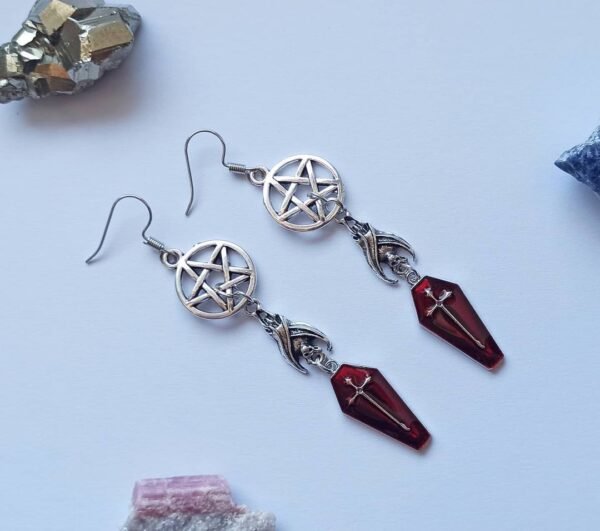 Gothic Vampire Bat Handcrafted Pendant Necklace Blood Red Black Goth Halloween