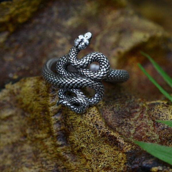 Gothic Witch Pagan Serpent Snake Open Adjustable Ring Occult Amulet Jewelry Wicca Gift