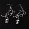 Gothic ghost branch skull witch Wiccan jewelry earrings evil branch skull pagan earrings