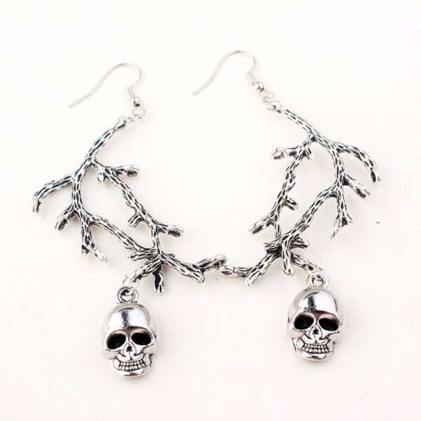 Gothic ghost branch skull witch Wiccan jewelry earrings evil branch skull pagan earrings