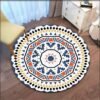 Gray Mandala Flower Carpet Round Bohemian Rug Simple Ethinic Style Floor Mat Office Chair Bedroom Bedside Carpet Washable