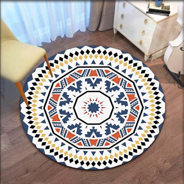Gray Mandala Flower Carpet Round Bohemian Rug Simple Ethinic Style Floor Mat Office Chair Bedroom Bedside Carpet Washable