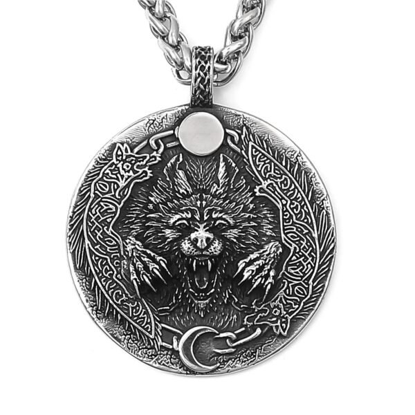 Great Details Viking Jewelry Stainless Steel Fenrir Pendant Necklace