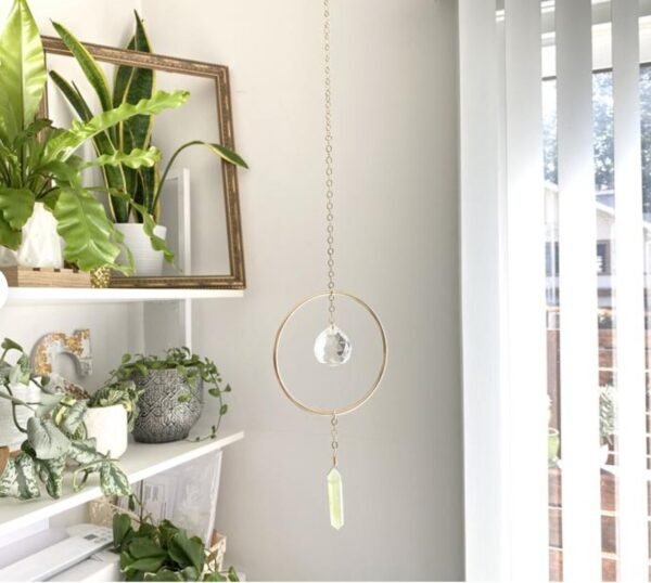 Green Aventurine Crystal Suncatcher, Crystal Point Rainbow Maker, window hanging Wall hanging garden decoration ，Self Care Gift  Wall Decor