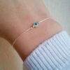 Grey string bracelet Blue evil eye Evil eye bracelet Protection bracelet