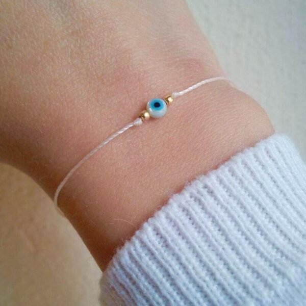 Grey string bracelet Blue evil eye Evil eye bracelet Protection bracelet